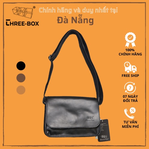 [Three box] Cặp túi đeo chéo da cao cấp thời trang Unisex chính hãng