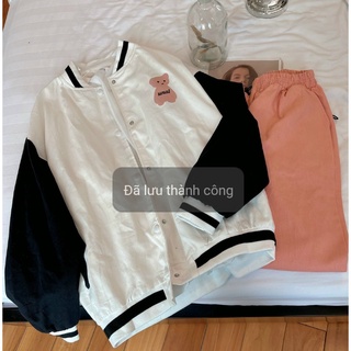Áo khoác dù nam nữ kiểu bomber thêu gấu cực hot , chất mero xin , mịn tp
