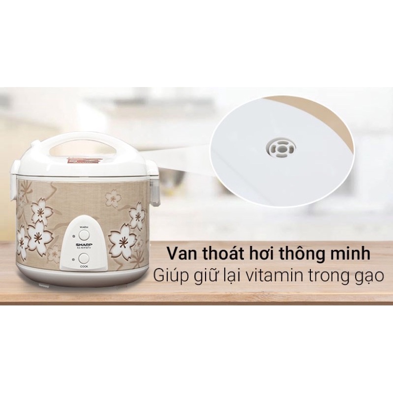 Nồi cơm điện Sharp 1.8 lít KS-N191ETV hàng trưng bầy % bảo hành chính hãng 12T