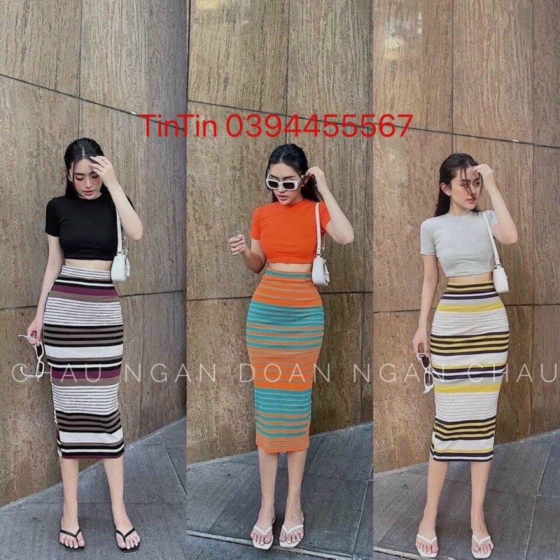 set áo crotop borip chân váy ôm siêu sexy trẻ trung xịn sò lắm nha