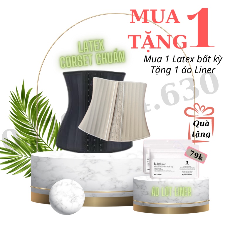 Đai nịt bụng latex 25 xương co giãn -TẶNG ÁO LÓT LINER CAO CẤP