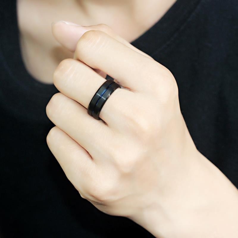 Nhẫn thép titan khắc 8mm thời trang cá tính cho nam nữ đính hôn đám cưới mẫu 6-12