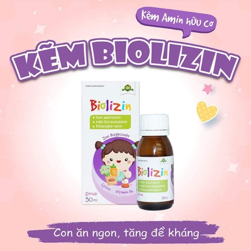 Kẽm hữu cơ Biolizin 50ml hương đào