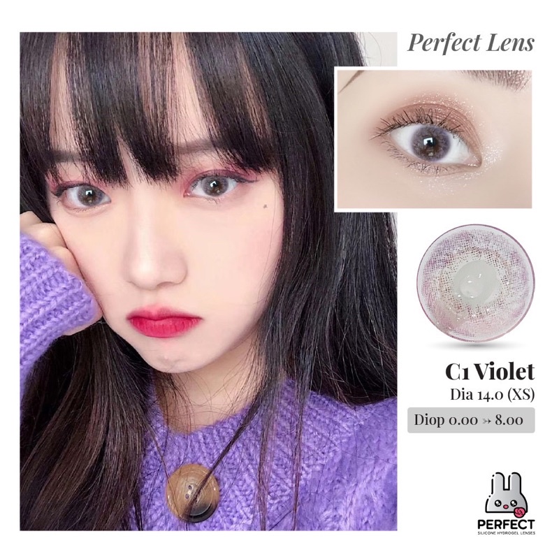 Lens ẢNH MẮT THẬT , Kính Áp Tròng Có Cận và Không Cận , C1 VIOLET 14.0 XS , Hạn Sử Dụng 1 Năm , Giá Sale