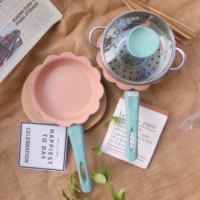 BỘ CHẢO NỒI ĐÁ HOA 16CM LOẠI 1