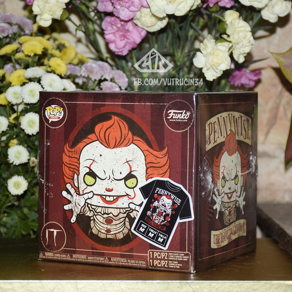 Combo 2 sản phẩm Funko POP & Tee Pennywise metallic (Size M) (Hot Topic exclusive)