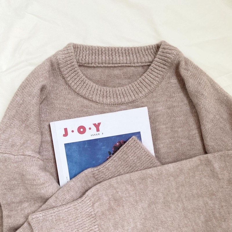 ODDA OUTFIT / Bear Sweater Áo len mùa đông tay dài màu be đơn giản Freesize.