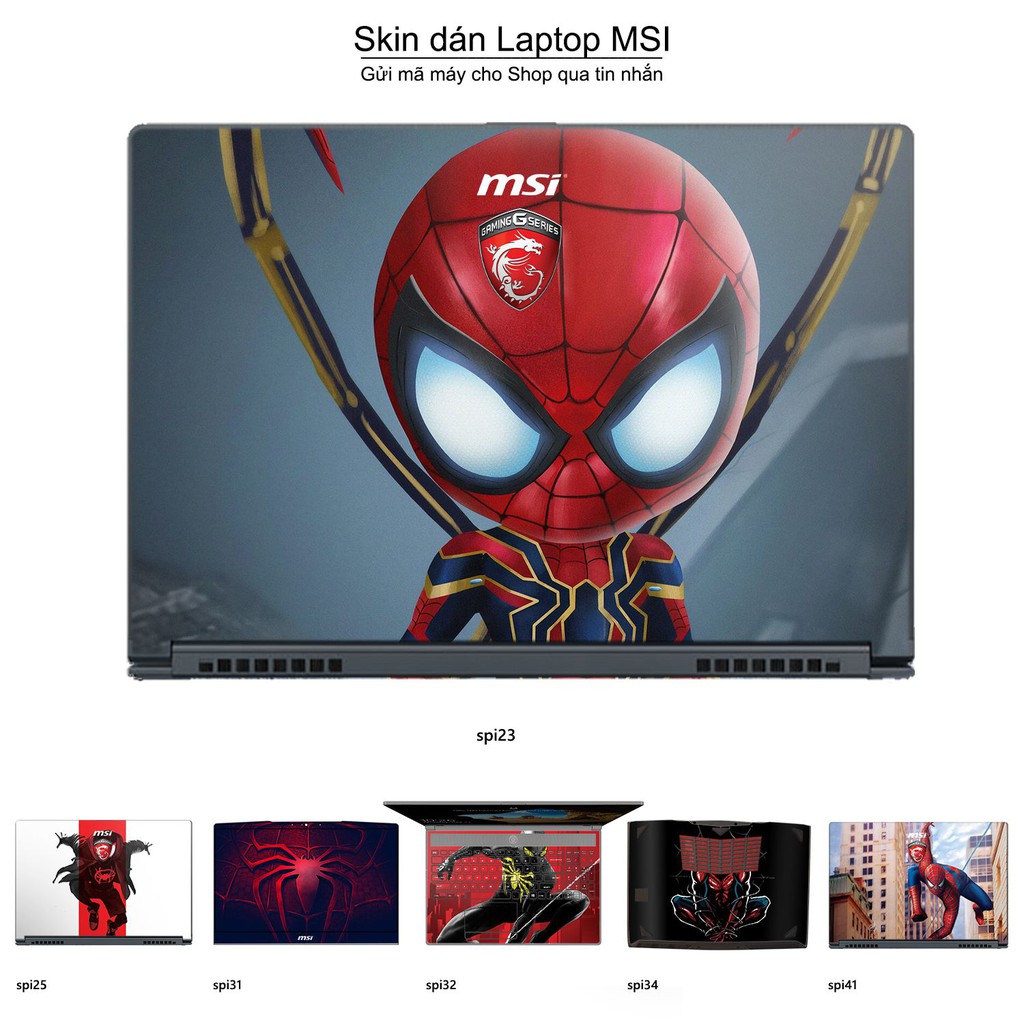 Skin dán Laptop MSI in hình người nhện Spiderman nhiều mẫu 2 (inbox mã máy cho Shop)