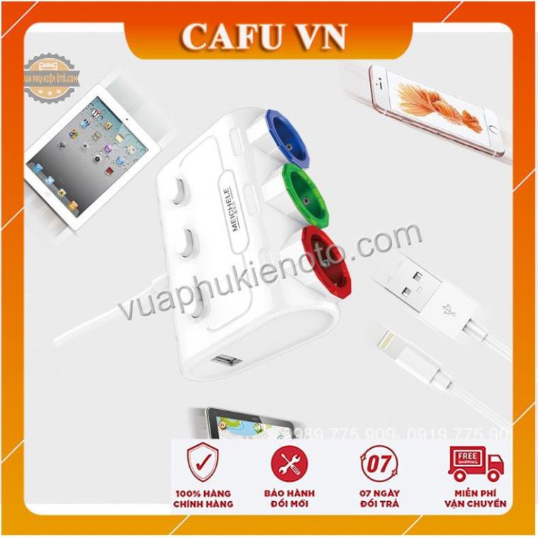 Bộ chia tẩu sạc oto chia tẩu sạc xe hơi cao cấp 3 tẩu - 2 cổng USB Meichele - CAFU VN