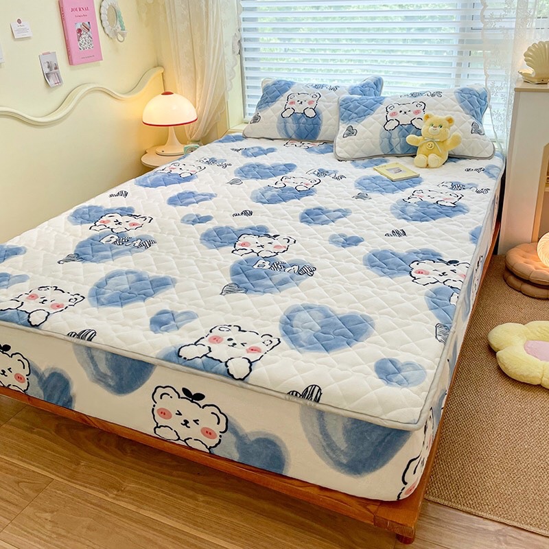 Ga gối nỉ tuyết sữa trần bông mẫu hoạt hình siêu mềm mịn ấm nhanh