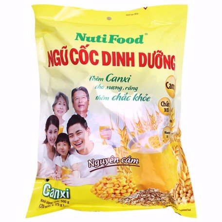 Bột ngũ cốc nguyên cám canxi Nutifood 500g (20 gói)