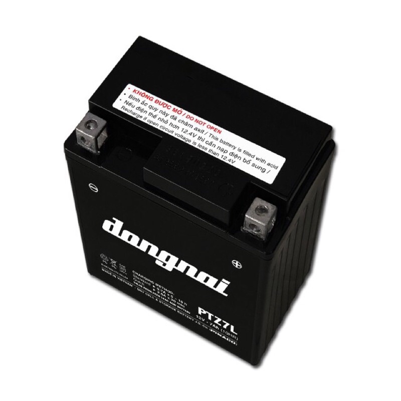 Bình acquy xe máy khô miễn bảo dưỡng Đồng Nai PTZ7L | 12V - 7Ah, ắc quy xe máy honda 12v.