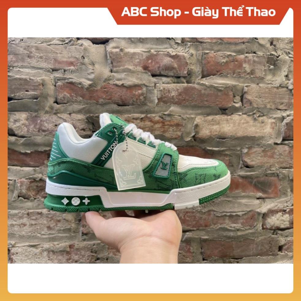 Giầy LV các nầy đen xanh lá đỏ hồng full phụ kiện, Giầy LV Sneaker nam nữ