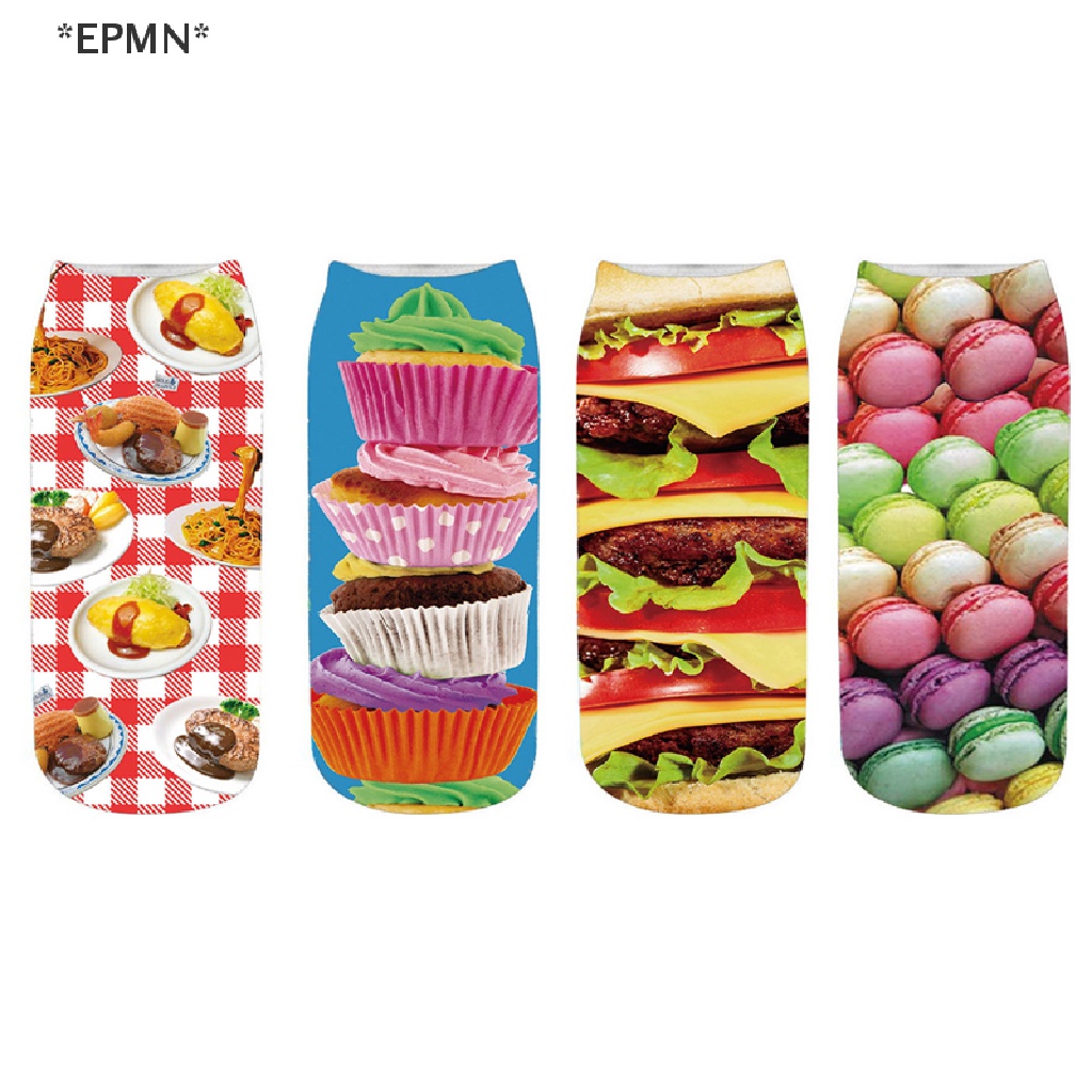 [[EPMN]] 3D Print Cute Cartoon Unisex Short Socks Creative Candy Food Socks For Women [Hot Sell]