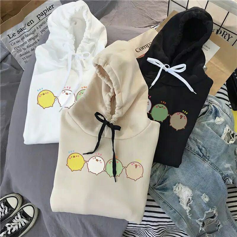 Áo Hoodie Dài Tay In Hình Chú Vịt Con Dễ Thương