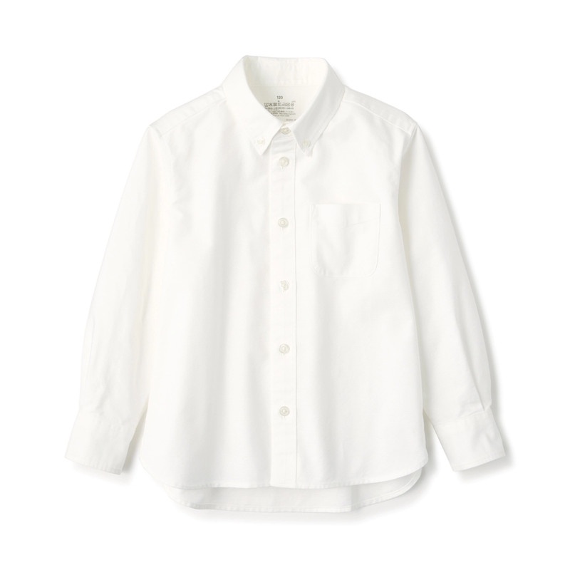 Muji Áo Sơ Mi Vải Oxford Cổ Cài Nút - Trẻ Em