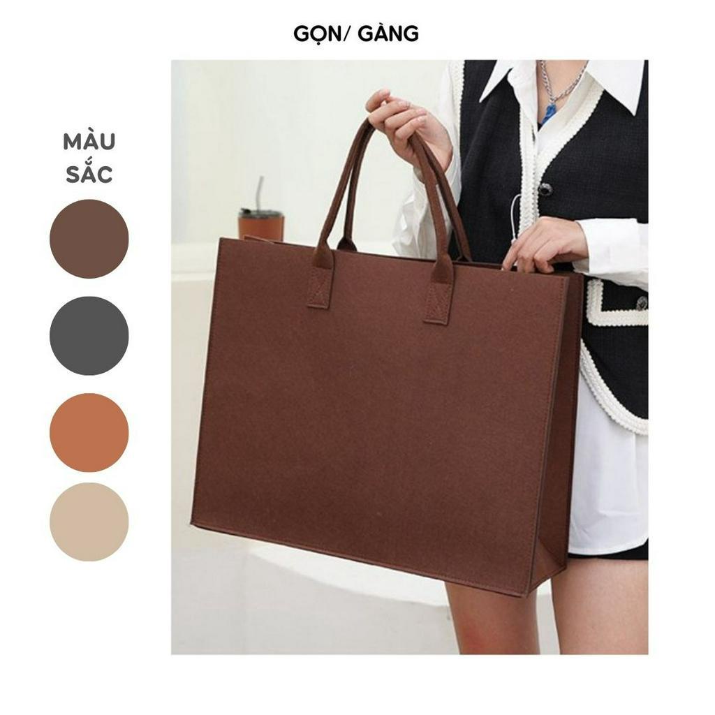 Túi xách cỡ lớn túi bảng to đi du lịch size to đựng bỉm sữa chất dạ nỉ vintage công sở quai xách đeo vai Gọn Gàng