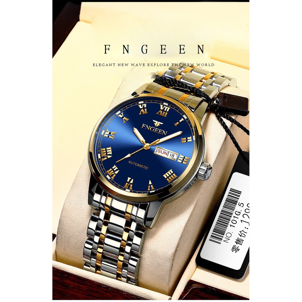 Đồng hồ nam FNGEEN F4X giả cơ,mặt số la mã có lịch xem thứ & ngày,có dạ quang ban đêm | BigBuy360 - bigbuy360.vn