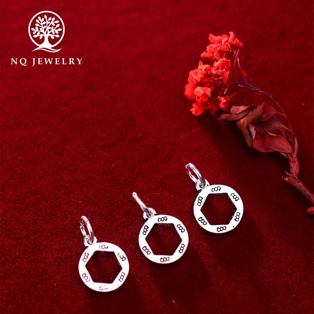 Charm bạc tròn lục giác treo - NQ Jewelry