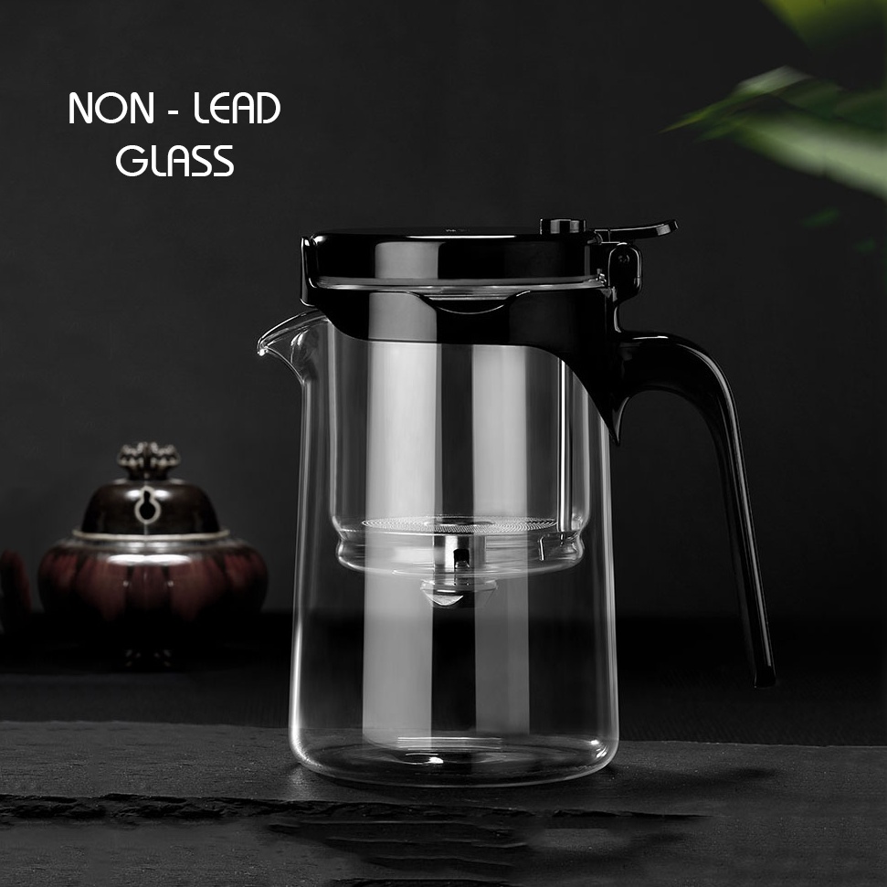 Bình lọc trà thủy tinh  P001 500ml - Ấm trà thủy tinh chịu nhiệt cao cấp  Samahome Shop