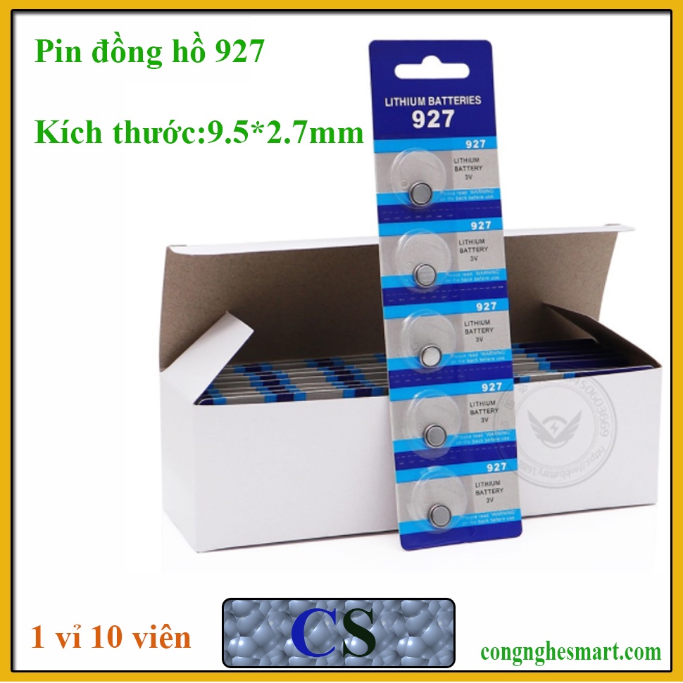 Vỉ 5 viên Pin đồng hồ mã CR927 Kích thước 9.5*2.7mm - dung lượng 38mAh 3V