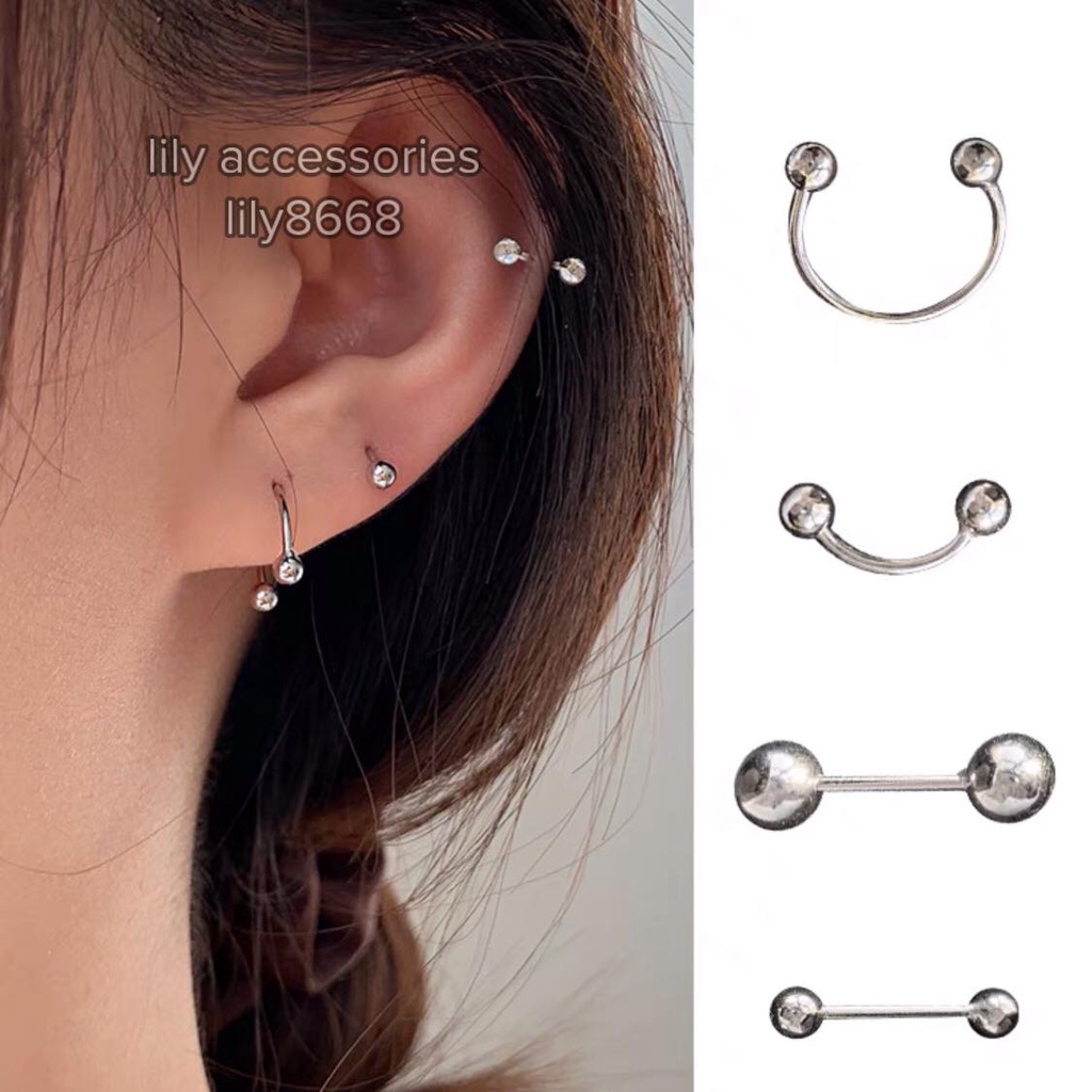 Khuyên tai đầu bi tròn nhiều kiểu cá tính