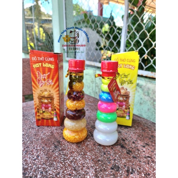 Chai ngũ cốc+muối phong thủy để bàn thờ may mắn tài lộc.