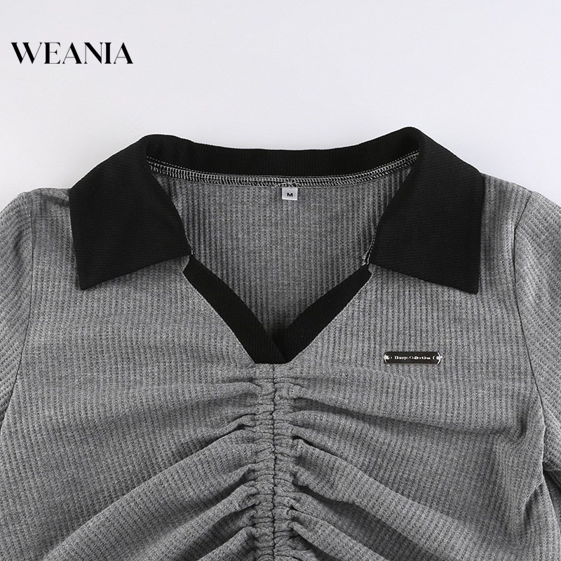 Áo Thun Ngắn Tay Cổ Chữ V Phối Dây Rút Thời Trang Hàn Quốc