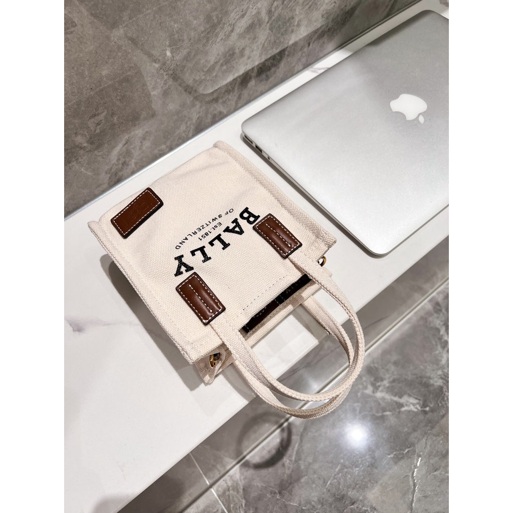 Túi Tote Mini Bằng Vải Pha Lê Tự Nhiên BALLY XS