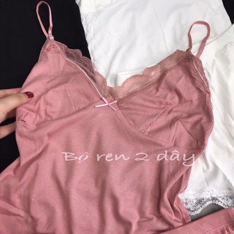 sét bộ ngủ 2 dây cotton tăm siêu gợi cảm