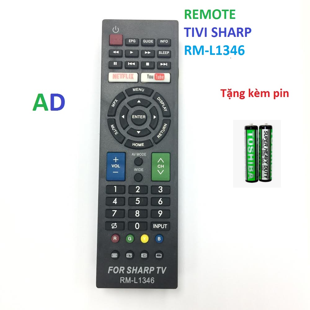 Điều khiển tivi RM-L1346 SHARP - tặng kèm pin - Remote tivi Sharp L1346 loại tốt zin theo máy