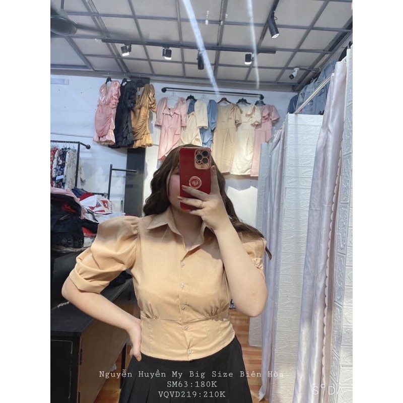 ÁO SƠ MI BIGSIZE DẠNG CROPTOP NGANG RỐN 60-90kg (có size)