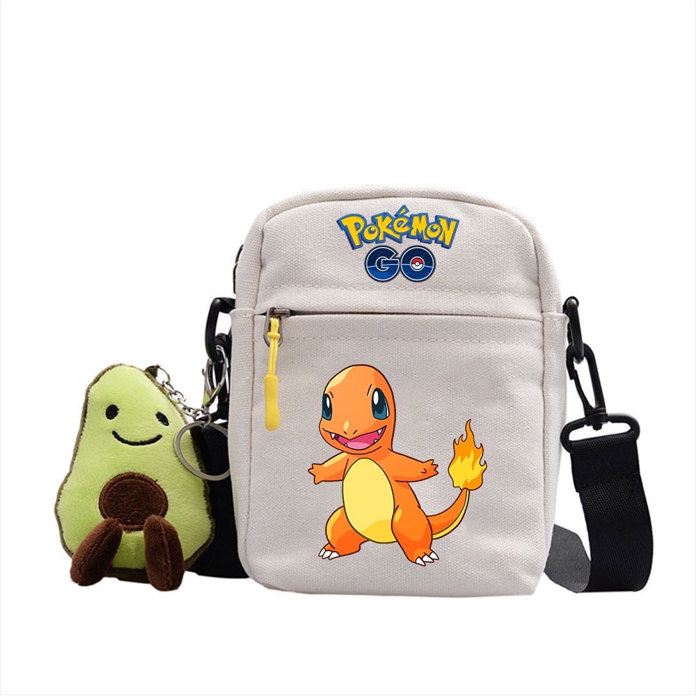 Túi Đeo Chéo Vuông Nhỏ In Hình Pikachu Pokemon Cho Nam Nữ