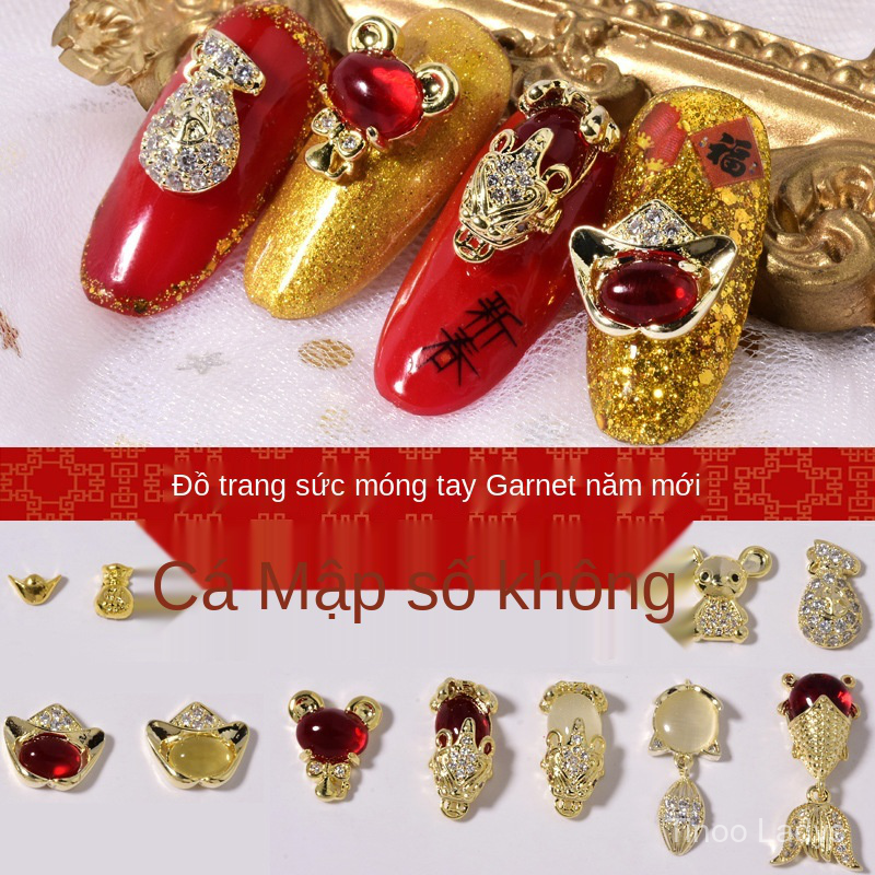 Phụ kiện đính móng nghệ thuật bằng Zircon đá nhân tạo phong cách mừng năm mới tạo may mắn