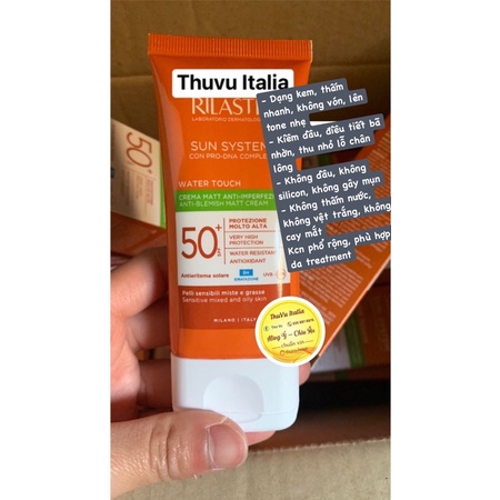 ( Bill Italy ) Kem chống nắng phổ rộng Rilastil Sun System SPF50+