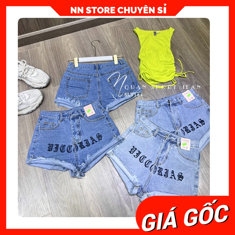 QUẦN SHORT JEAN NỮ IN HÌNH THÊU CHỮ DỄ THƯƠNG