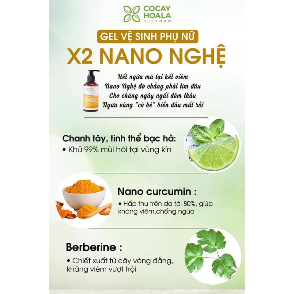 Gel vệ sinh phụ nữ gấp đôi tinh chất nano curcumin, dứt điểm nấm ngứa