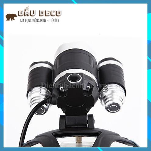 [FREESHIP]  Đèn Pin Đội Đầu 3 Bóng Led T6- Siêu Sáng, Kèm 2 Pin, Kèm Sạc