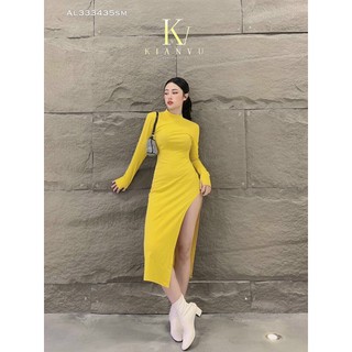Gv đầm body thun xẻ tà