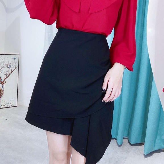 Chân váy công sở nữ bèo lệch kate hạt, váy ngắn trên gối CHUU CV6111 | BigBuy360 - bigbuy360.vn