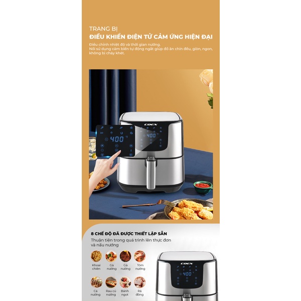 Nồi chiên không dầu điện tử cao cấp 5 lít Coex AFC-3118