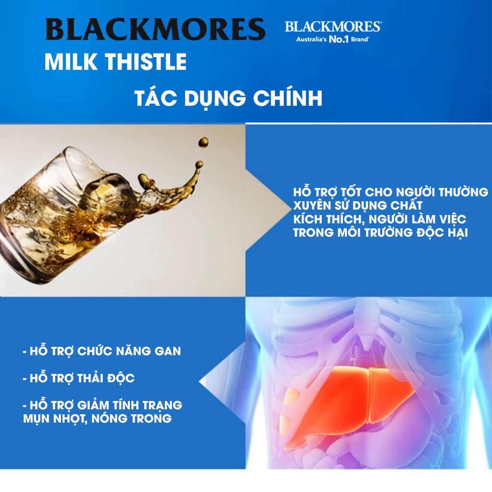 Viên uống bổ gan Milk Thistle Blackmores Úc giải độc tố 42 viên
