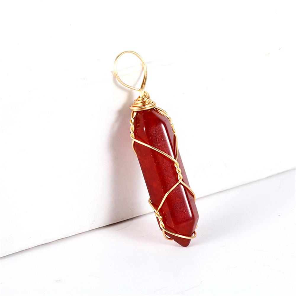 Vòng cổ mặt hình trụ bằng carnelian hình lục giác độc đáo thời trang cho nữ