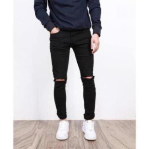 Quần Jeans Nam Rách Gối, Jean Đen Trơn, Jean Xanh Trơn, Chất Jeab Co Dãn Nhẹ, Dáng Slimfit Hàn Quốc, Trẻ Trung | BigBuy360 - bigbuy360.vn