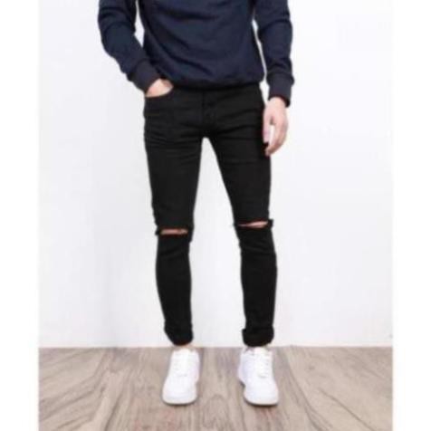 Quần Jeans Nam Rách Gối, Jean Đen Trơn, Jean Xanh Trơn, Chất Jeab Co Dãn Nhẹ, Dáng Slimfit Hàn Quốc, Trẻ Trung | WebRaoVat - webraovat.net.vn