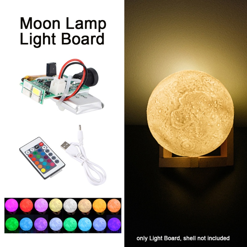 Bảng Đèn Led Mặt Trăng LIDU1 3D 16 Màu Kèm Dây Cáp Dữ Liệu Điều Khiển Từ Xa Cho Trẻ Em
