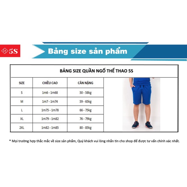 Quần Short Thể Thao Nam 5S (5 Màu), Lưng Chun, Ống Suông, Chất Cotton Thoáng Mát, Siêu Đẹp (QNN0301S1-01) | BigBuy360 - bigbuy360.vn