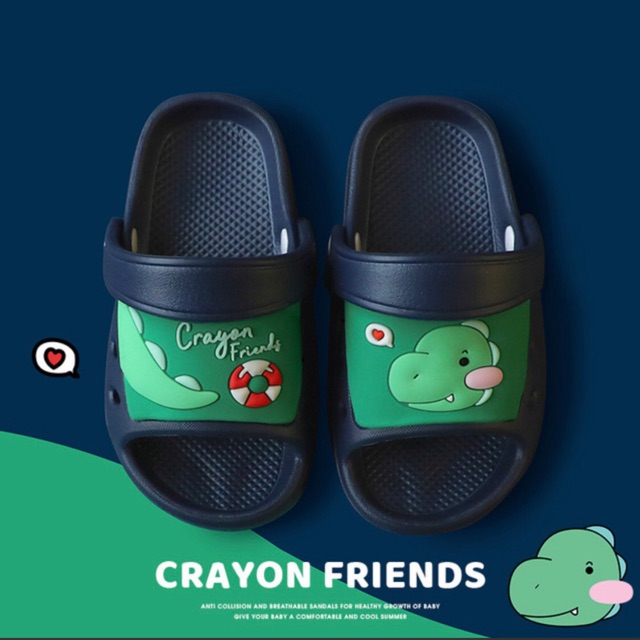 [Sẵn đủ màu đủ size] Dép lê có quai/dép quai hậu hở mũi Crayon Friends chính hãng