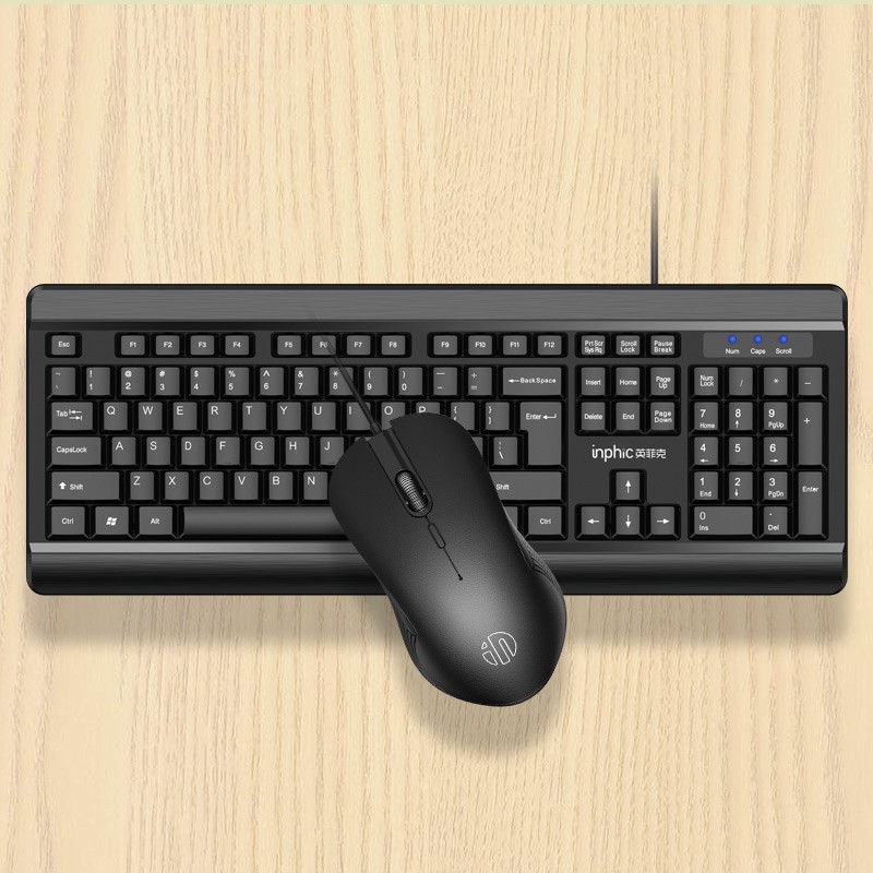 Combo bàn phím và chuột có dây inphic V580S cho văn phòng, chơi game - Chính Hãng