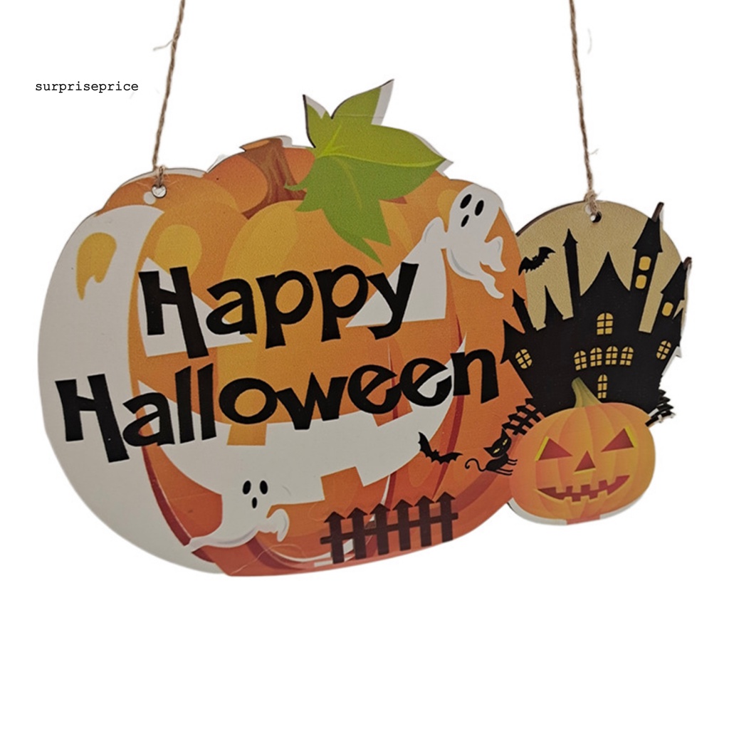 Bảng Gỗ Treo Tường Trang Trí Halloween Hình Bí Ngô